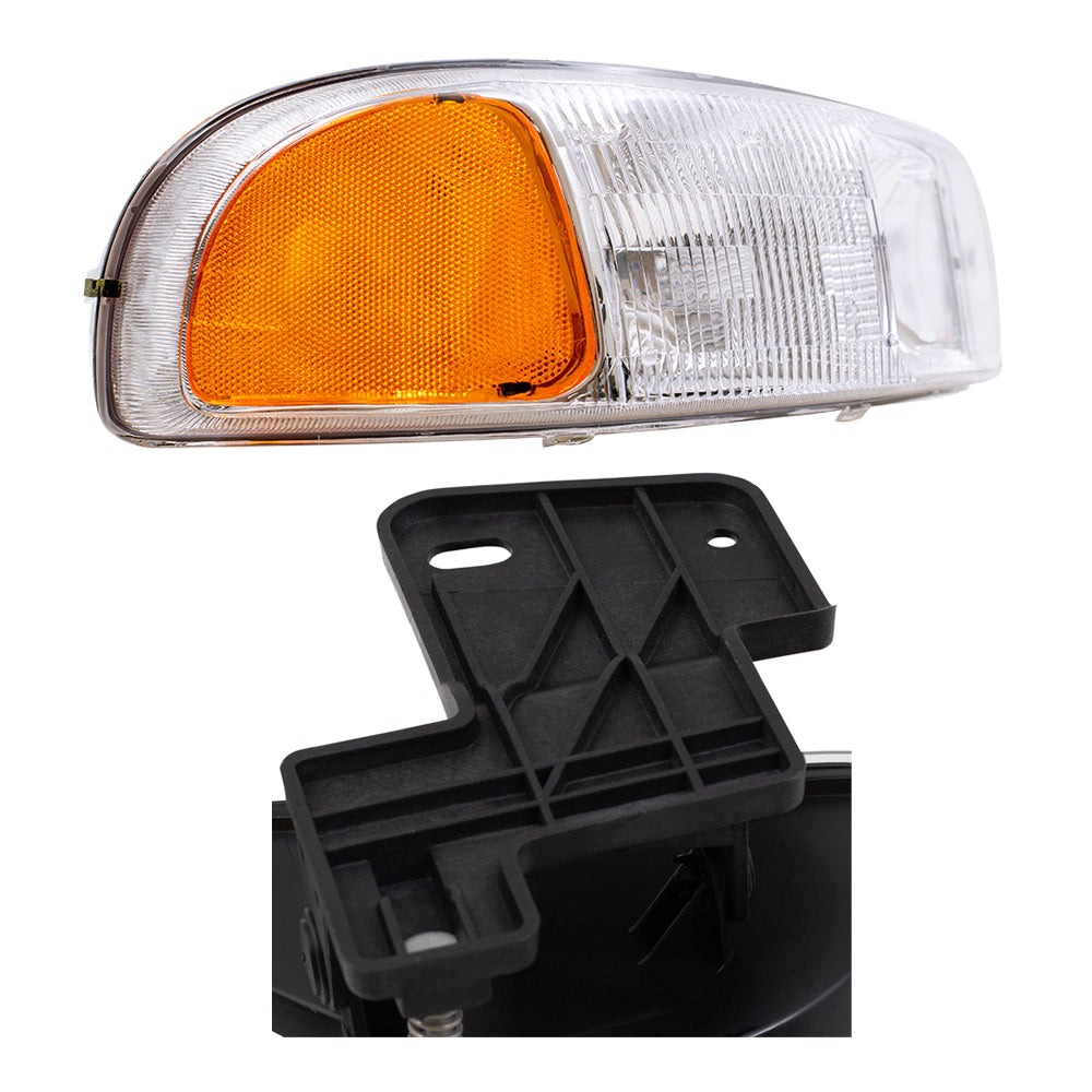 Brock Replacement 4 Pc Set Halogen Headlights with Fog Lights Compatible with 1999-2006 Sierra 2007 Sierra Classic Pickup Truck