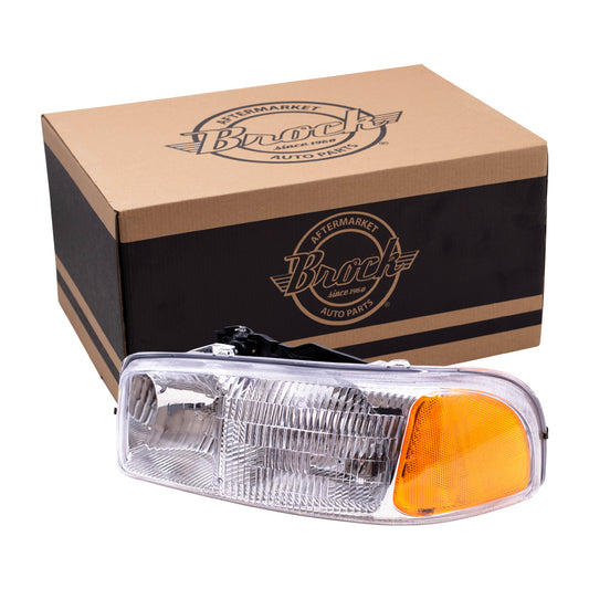 Brock Replacement Driver Halogen Headlight Compatible with 1999-2006 Sierra 2007 Sierra Classic Pickup Truck 15850351