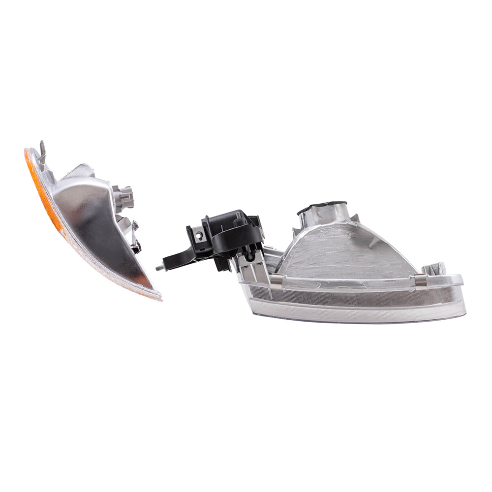 Brock Replacement Driver and Passenger Side Halogen Headlight Assemblies and Signal Light Assemblies 4 Piece Set Compatible with 1998-2002 Prizm
