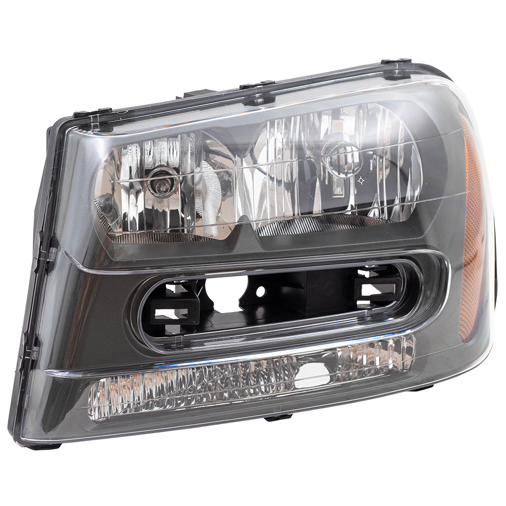 Brock Replacement Driver Headlight Assembly Compatible with 2002-2009 Trailblazer & 02-06 EXT w/ Full Width Grille Bar 25970915