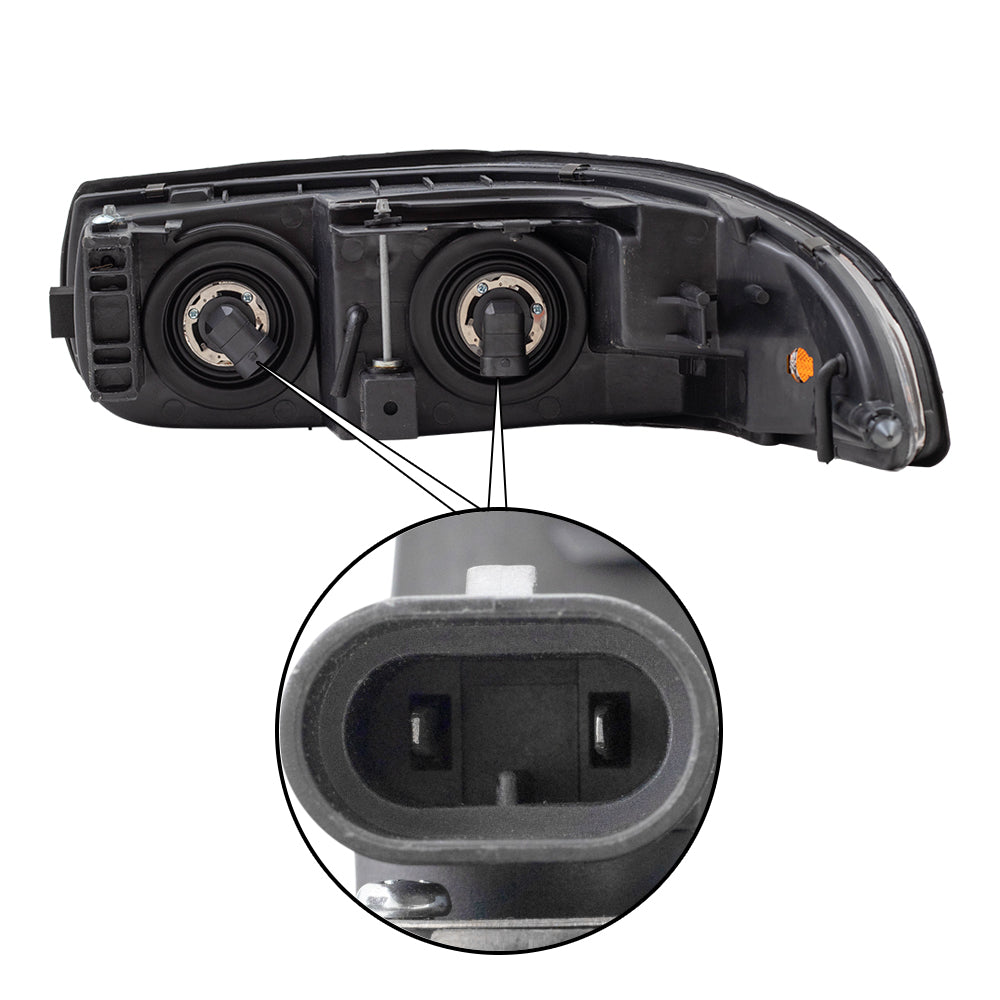 Brock Replacement Passenger Headlight Fluted High Beam Compatible with 2000-2005 LeSabre 19245370