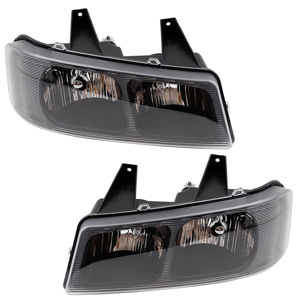 Brock Aftermarket Replacement Driver Left Passenger Right Halogen Composite Headlight Assembly Set Compatible With 2003-2022 Chevy Express