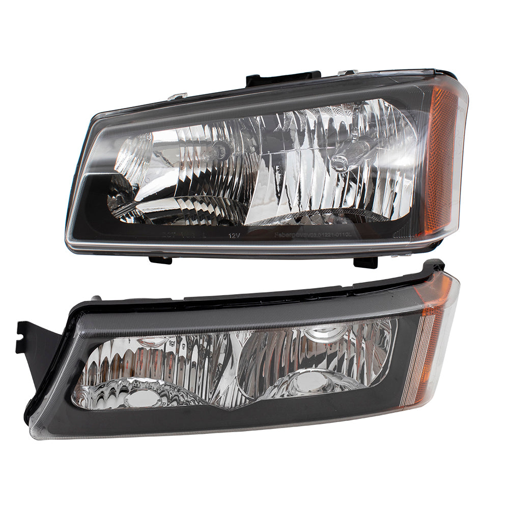 Headlights and Front Park Signal Marker Lights Compatible with 2003-2006 Silverado Pickup Truck Replacement 4 Pc Set