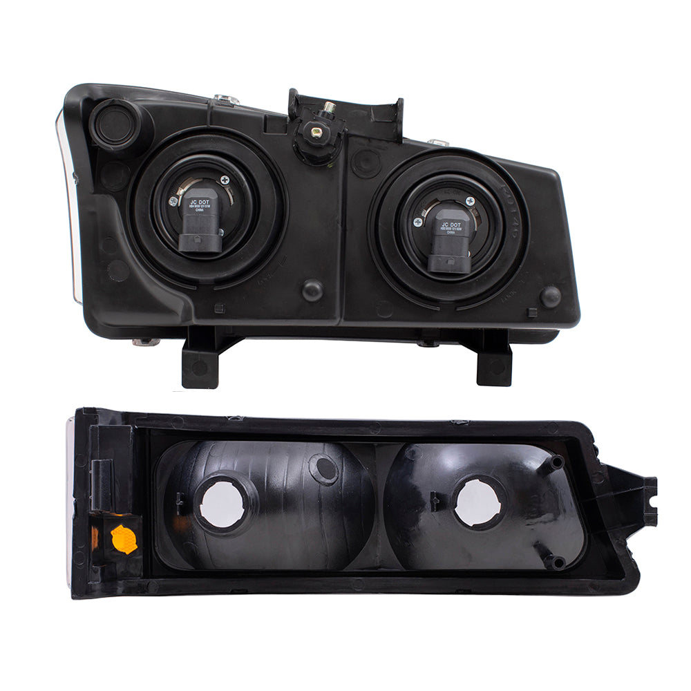 Headlights and Front Park Signal Marker Lights Compatible with 2003-2006 Silverado Pickup Truck Replacement 4 Pc Set