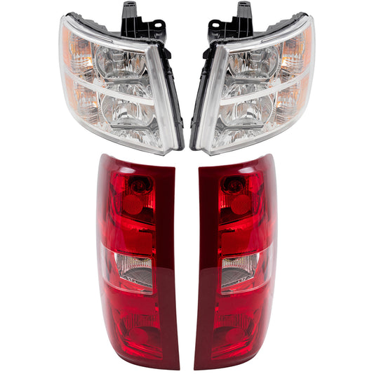Headlight and Tail Light Assemblies 4 Piece Set Compatible with 2007-2010 Silverado 1500, 2012-2013 Silverado 1500, 2007-2014 Silverado 2500/3500