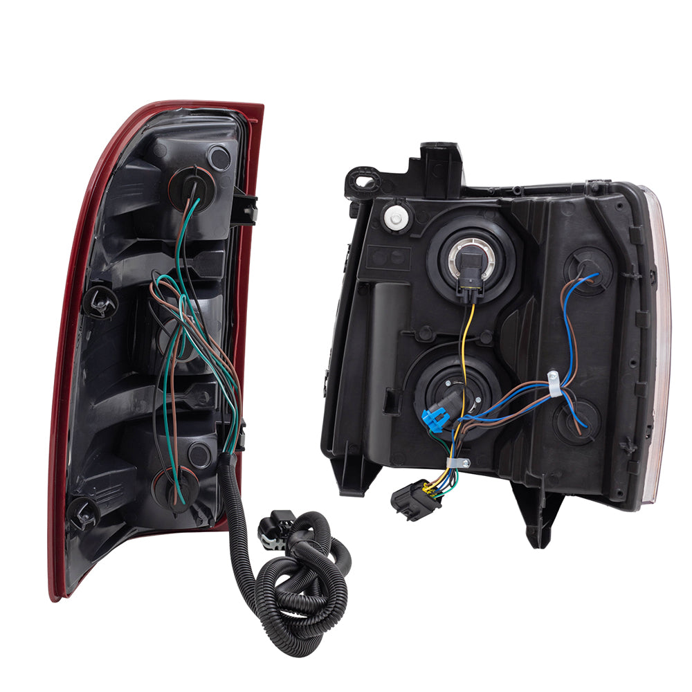 Headlight and Tail Light Assemblies 4 Piece Set Compatible with 2007-2010 Silverado 1500, 2012-2013 Silverado 1500, 2007-2014 Silverado 2500/3500