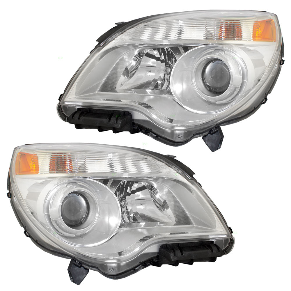 2010-2015 Chevrolet Equinox LTZ Halogen Combination Headlight Assembly Set LH+RH