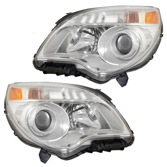 2010-2015 Chevrolet Equinox LTZ Halogen Combination Headlight Assembly Set LH+RH