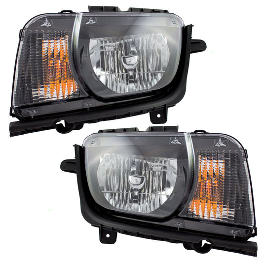 Brock Headlights Set fits 2010-2013 Chevrolet Camaro Pair Halogen Headlamps w/ Housing
