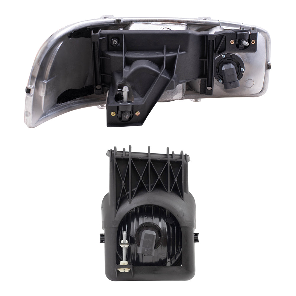 Brock Replacement Driver and Passenger Side Headlights and Fog Lights 4 Piece Set Compatible with 2005-2006 Sierra & 2007 Sierra Classic