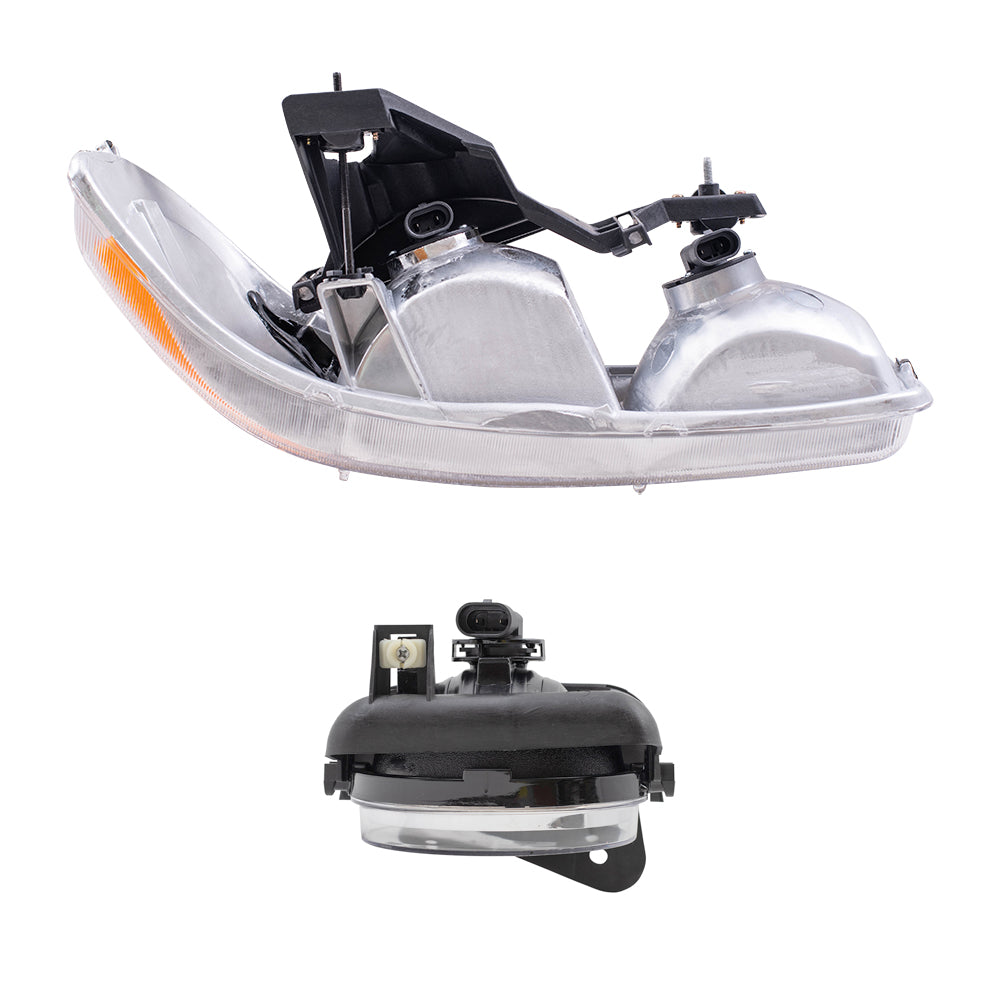 Brock Replacement Driver and Passenger Side Headlights and Fog Lights 4 Piece Set Compatible with 2005-2006 Sierra & 2007 Sierra Classic