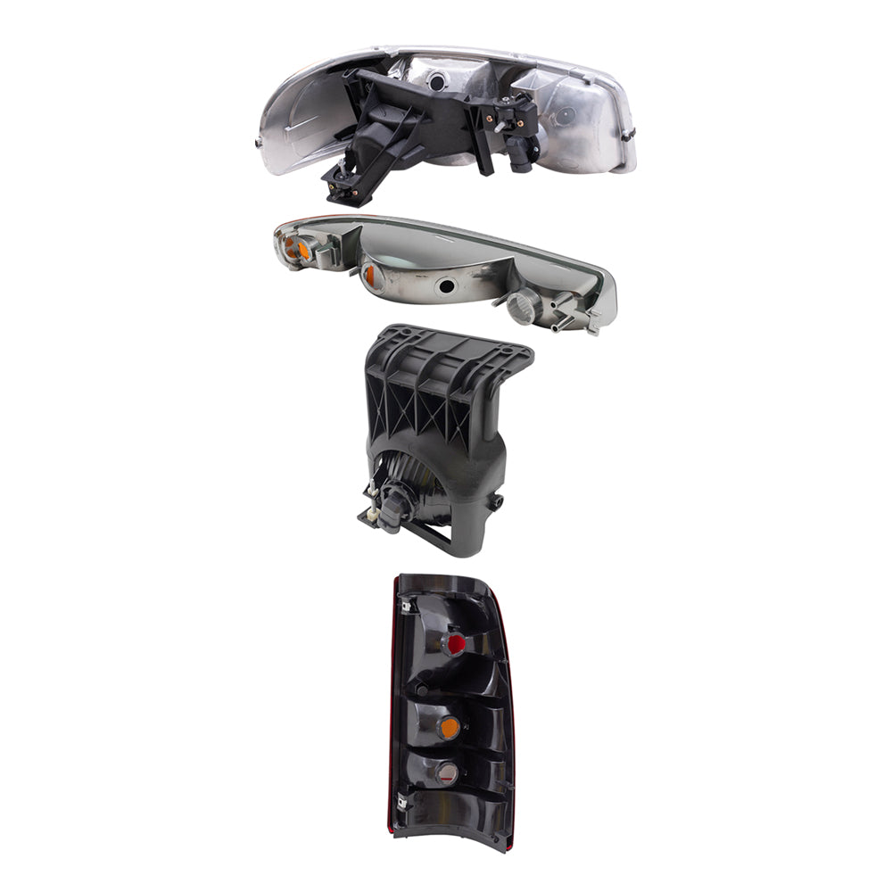 Brock Replacement Driver and Passenger Side Headlights, Park Signal Lights, Fog Lights & Tail Lights 8 Piece Set Compatible with 2005-2006 Sierra & 2007 Sierra Classic Fleetside ONLY