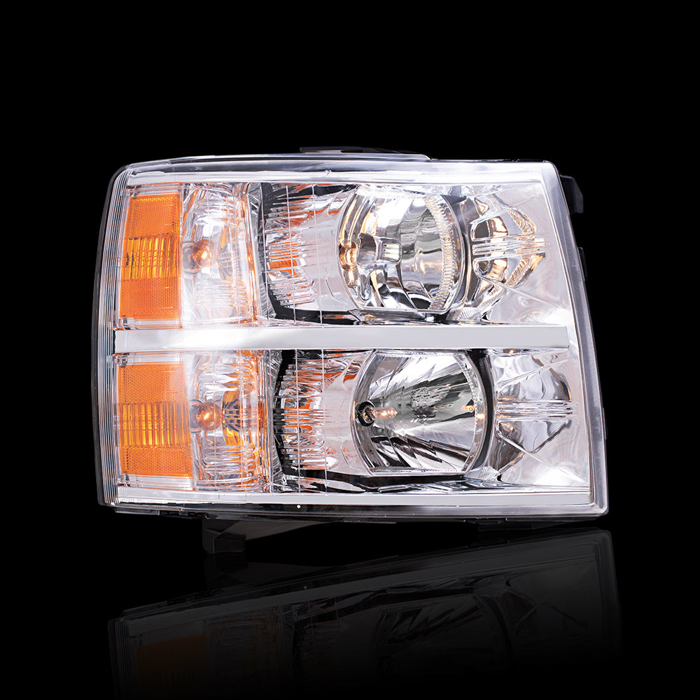 Brock Replacement Driver and Passenger Side Halogen Combination Headlight Assembly Set Compatible with 07-13 Silverado 1500