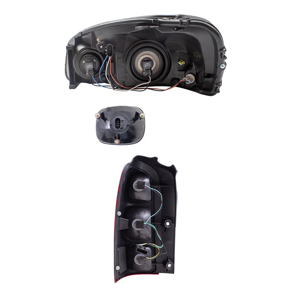 Brock Replacement Driver and Passenger Side Headlights, Daytime Running Lights and Tail Lights 6 Piece Set Compatible with 2005-2009 Uplander & Montana SV6/ 2005-2007 Terraza & Relay