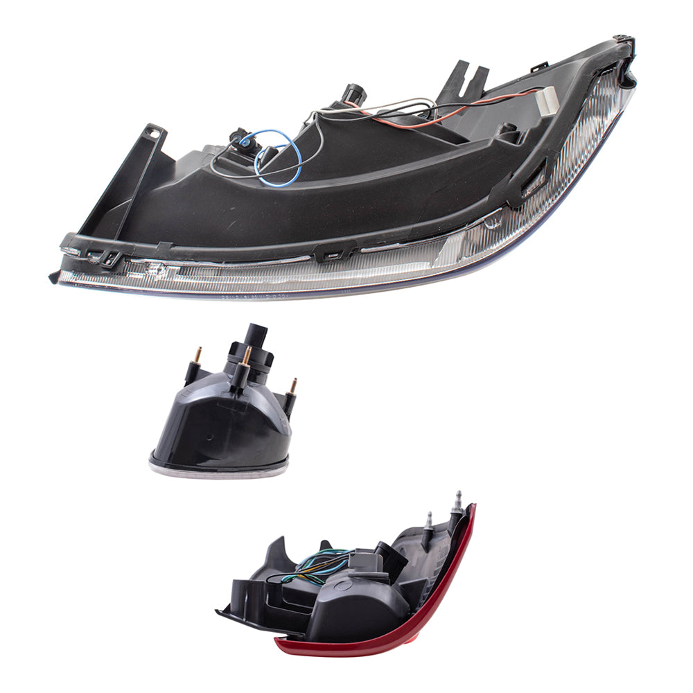 Brock Replacement Driver and Passenger Side Headlights, Daytime Running Lights and Tail Lights 6 Piece Set Compatible with 2005-2009 Uplander & Montana SV6/ 2005-2007 Terraza & Relay
