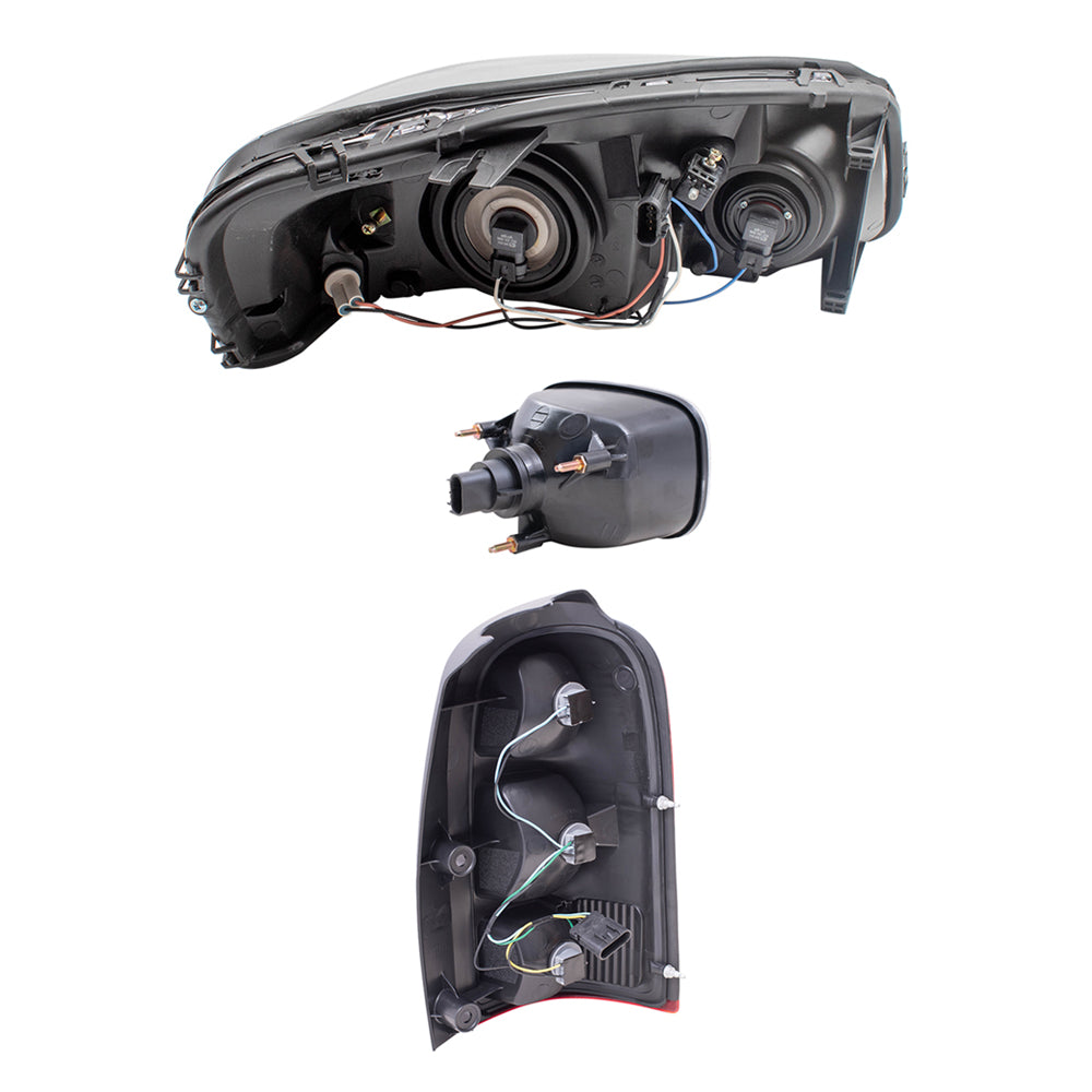 Brock Replacement Driver and Passenger Side Headlights, Daytime Running Lights and Tail Lights 6 Piece Set Compatible with 2005-2009 Uplander & Montana SV6/ 2005-2007 Terraza & Relay