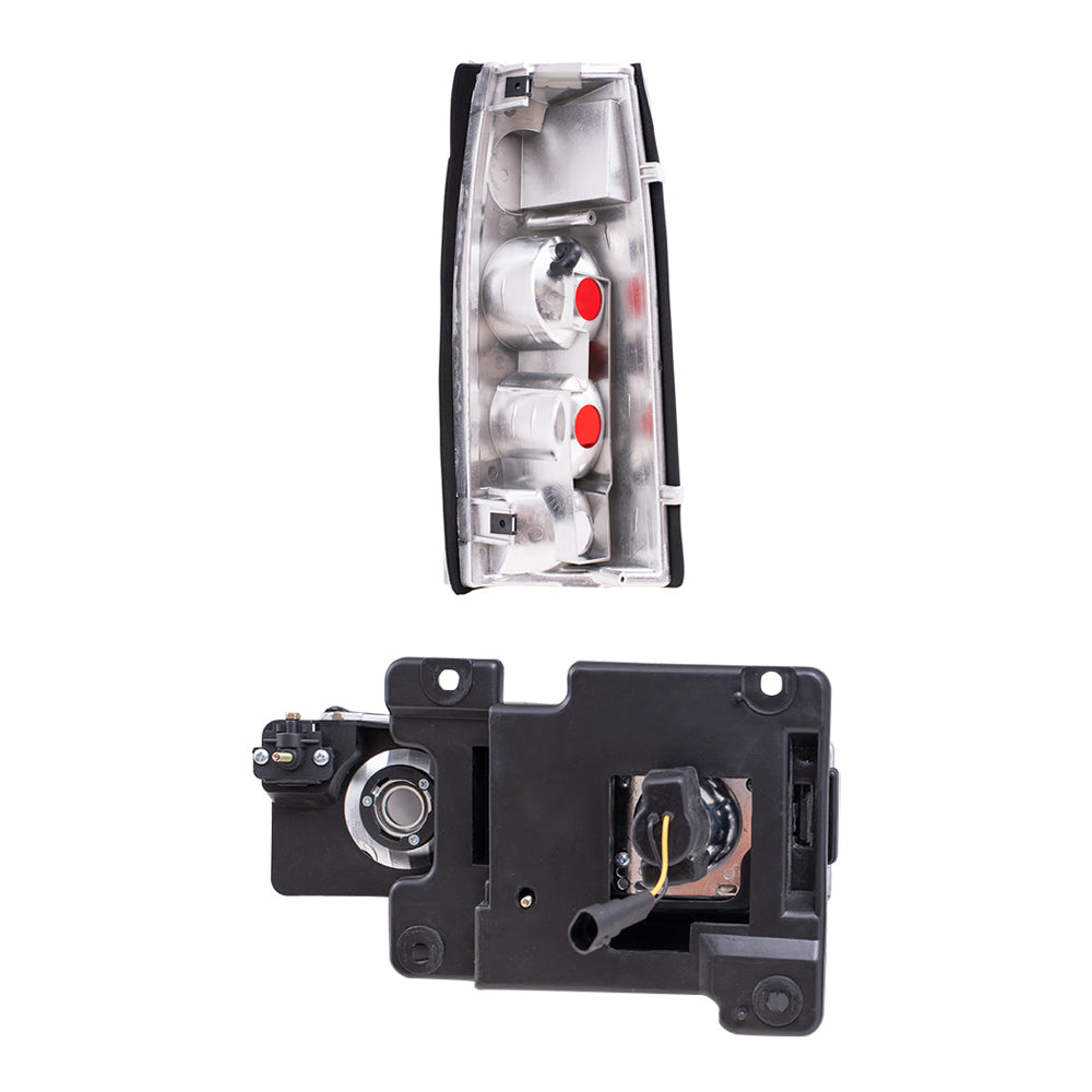 Brock Replacement Composite Headlight Assemblies with Projector Low Beam, Bulbs, Dual Halo, LED DRL & C/K Tail Light Units 4 Piece Performance Set Compatible with 1988-2000 Various Model Trucks