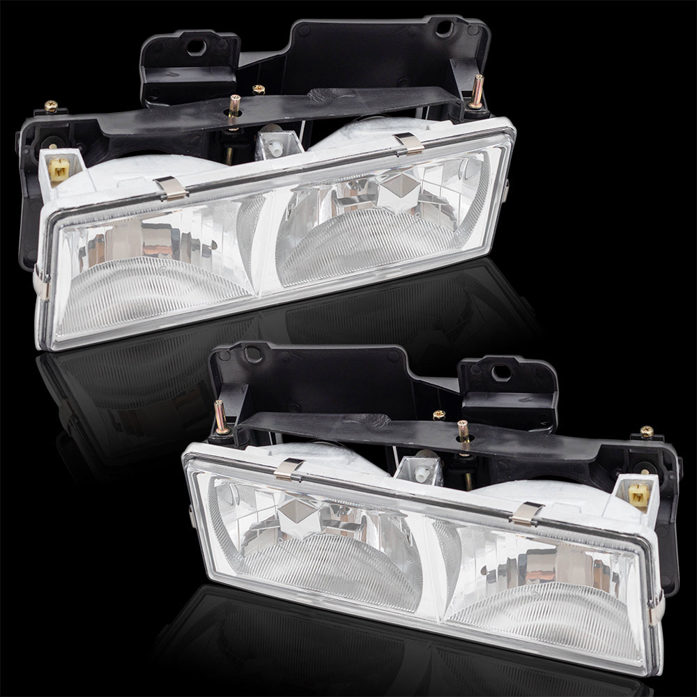 Brock Replacement Performance Set Composite Headlamps with Crystal Clear Lens Compatible with 88-99 C1500 C2500 C3500 K1500 K2500 K3500 Pickup