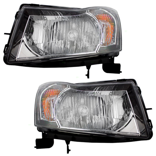 Brock Replacement Driver and Passenger Set Headlights with Chrome Signal Trim Compatible with 2011-2012 Cruze