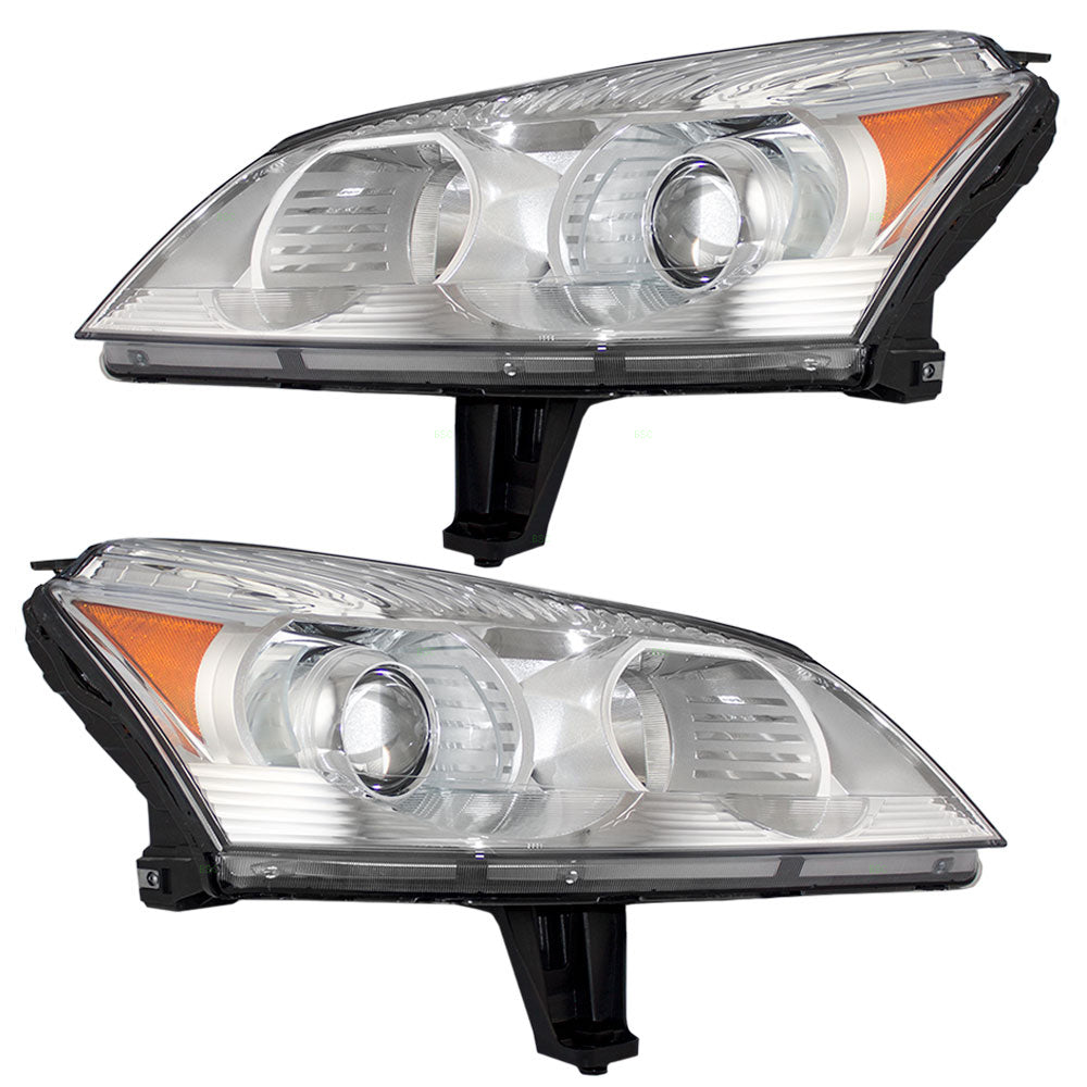 Headlights Set fits 2009-2012 Chevrolet Traverse Halogen Lamps w/ Projector Beam