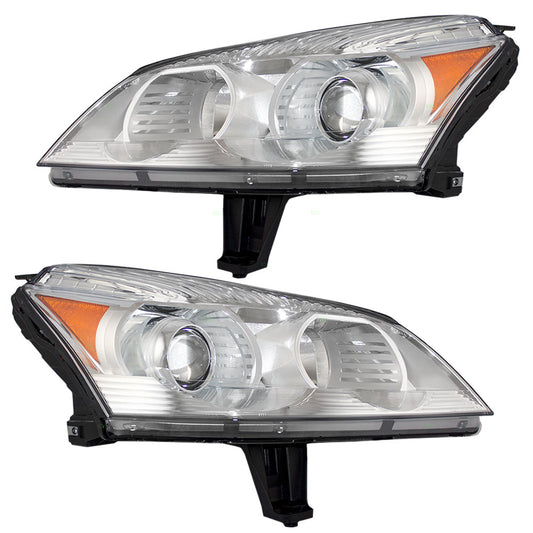 Headlights Set fits 2009-2012 Chevrolet Traverse Halogen Lamps w/ Projector Beam