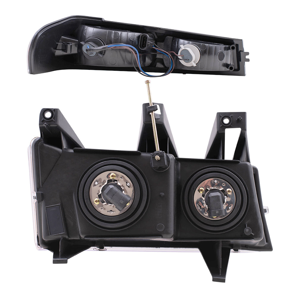 Brock Replacement Driver and Passenger Side Headlights and Park Signal Lights 4 Piece Set Compatible with 2005-2008 Colorado with Xtreme Package ONLY