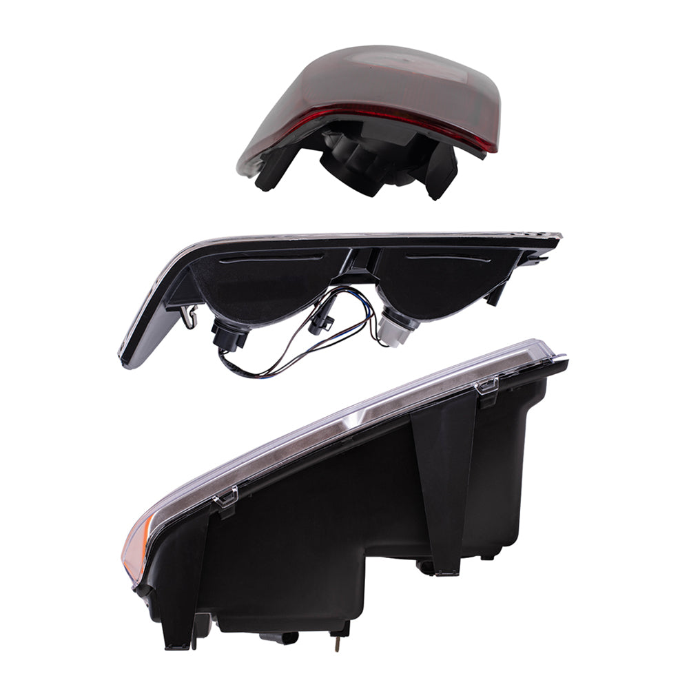 Brock Replacement 6 Pc Headlights Tail Lighs w/ Front Signal Lamps Chrome Bezels Compatible with 2004-2012 Colorado Canyon