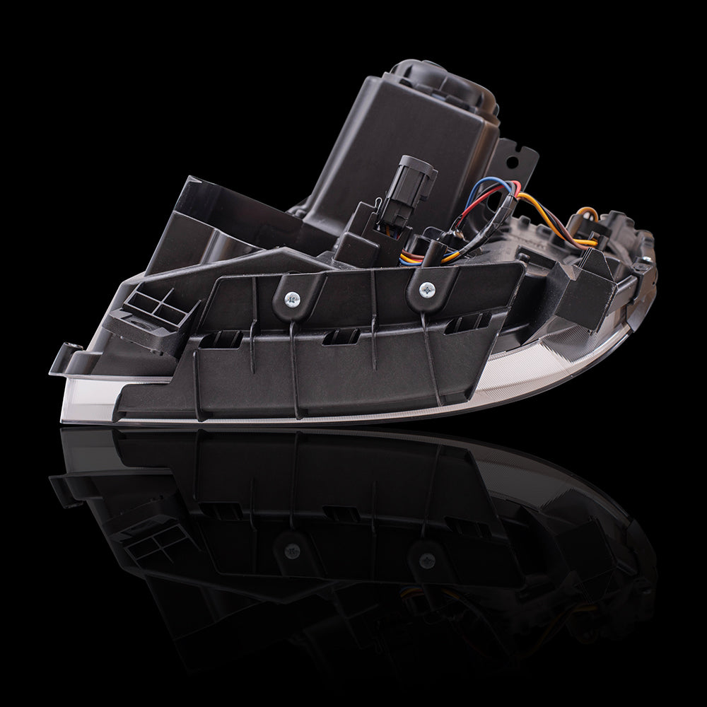 Brock Aftermarket Replacement Driver Left Passenger Right Halogen Combination Headlight Performance Set Projector Type with Chrome Bezel Compatible With 2014-2019 GMC Sierra