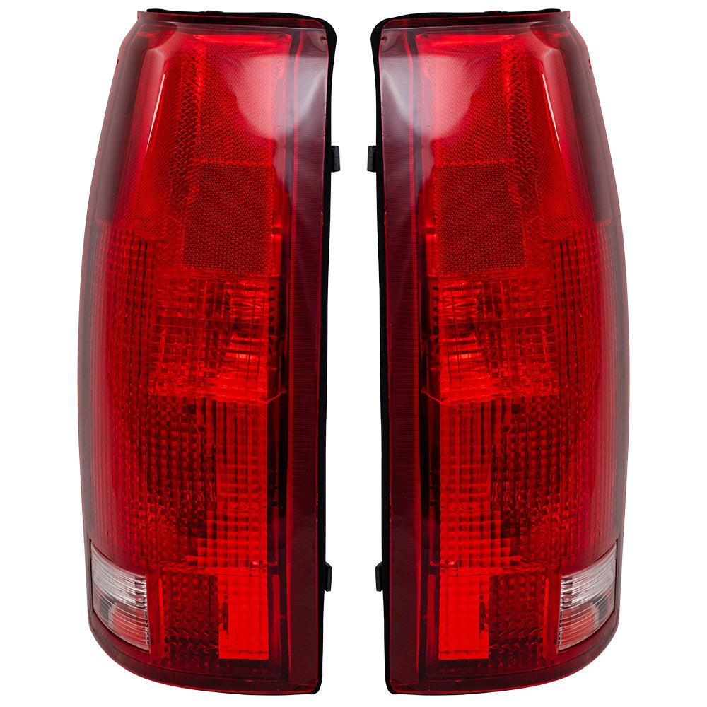 Brock Replacement Driver and Passenger Set Tail Lights Compatible with 88-99 C1500 K1500 C2500 K2500 C3500 K3500 Pickup Truck