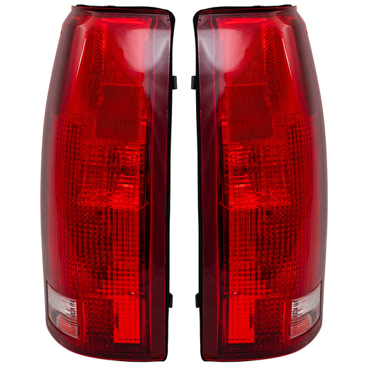 Brock Replacement Driver and Passenger Set Tail Lights Compatible with 88-99 C1500 K1500 C2500 K2500 C3500 K3500 Pickup Truck
