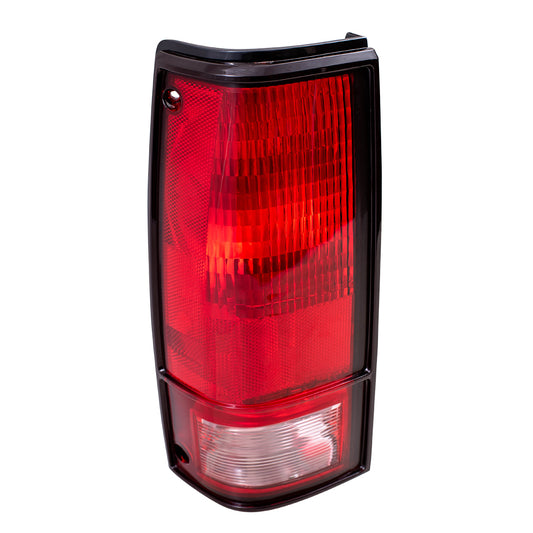 Brock Replacement Driver Tail Light with Black Bezel Compatible with 1982-1993 S10 S15 Pickup Truck 919649