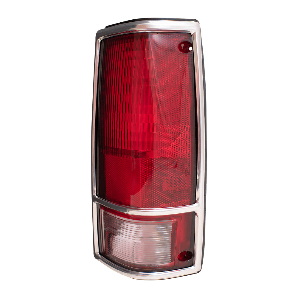 Brock Replacement Passenger Tail Light with Chrome Bezel Compatible with 1982-1993 S10 S15 Pickup Truck 915708
