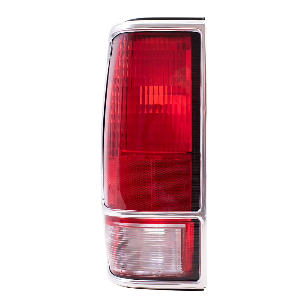 Brock Replacement Driver Tail Light with Chrome Bezel Compatible with 1982-1993 S10 S15 Pickup Truck 915707