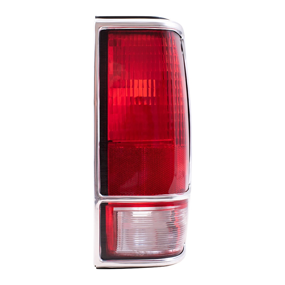 Brock Replacement Passenger Tail Light with Chrome Bezel Compatible with 1982-1993 S10 S15 Pickup Truck 915708