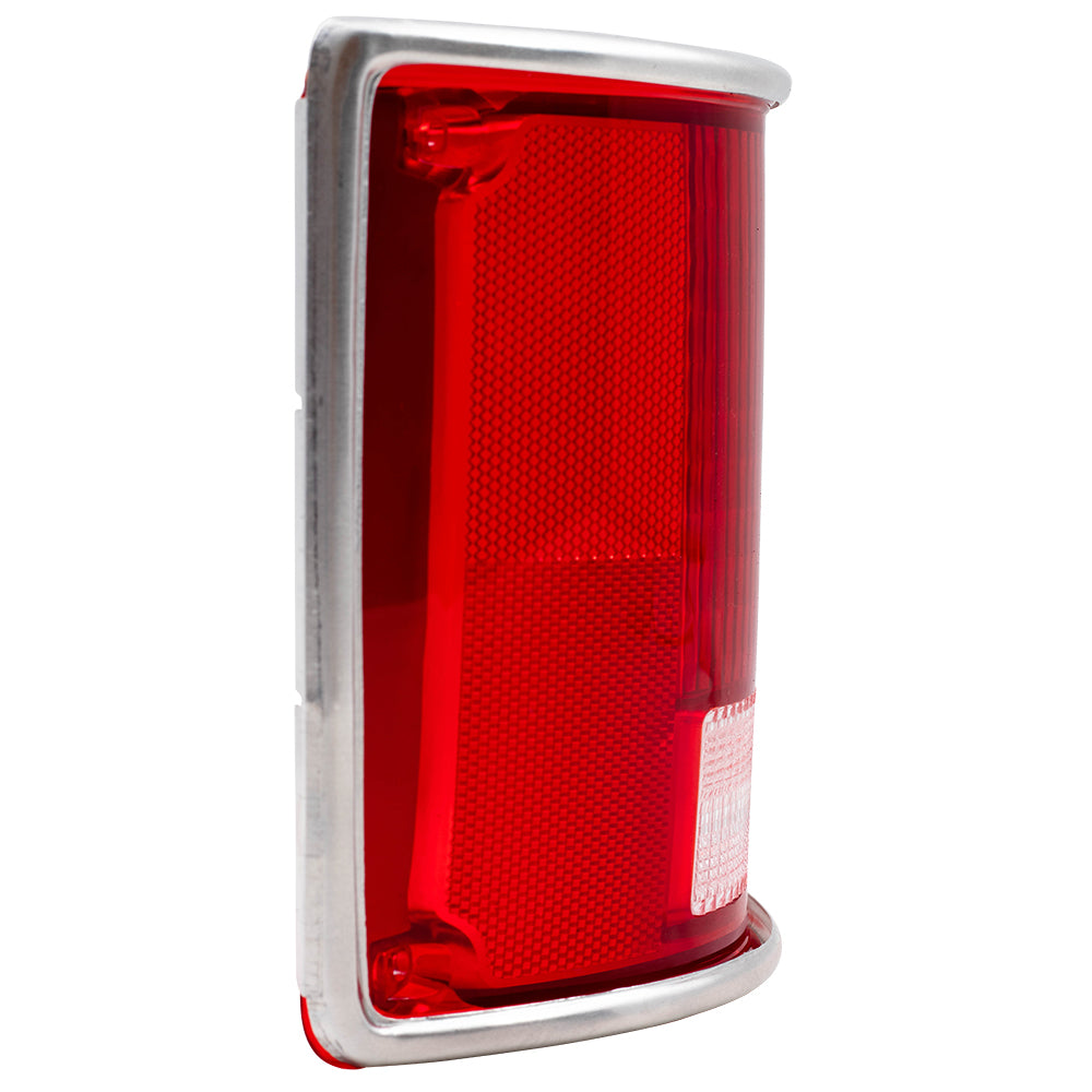 Brock Replacement Driver Tail Light Lens with Chrome Trim Compatible with 73-91 C/K Pickup Truck 5968329