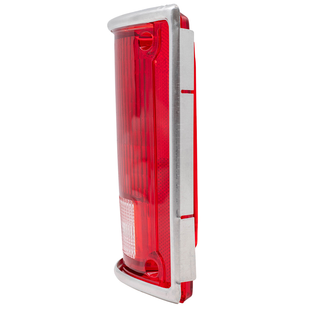 Brock Replacement Driver Tail Light Lens with Chrome Trim Compatible with 73-91 C/K Pickup Truck 5968329