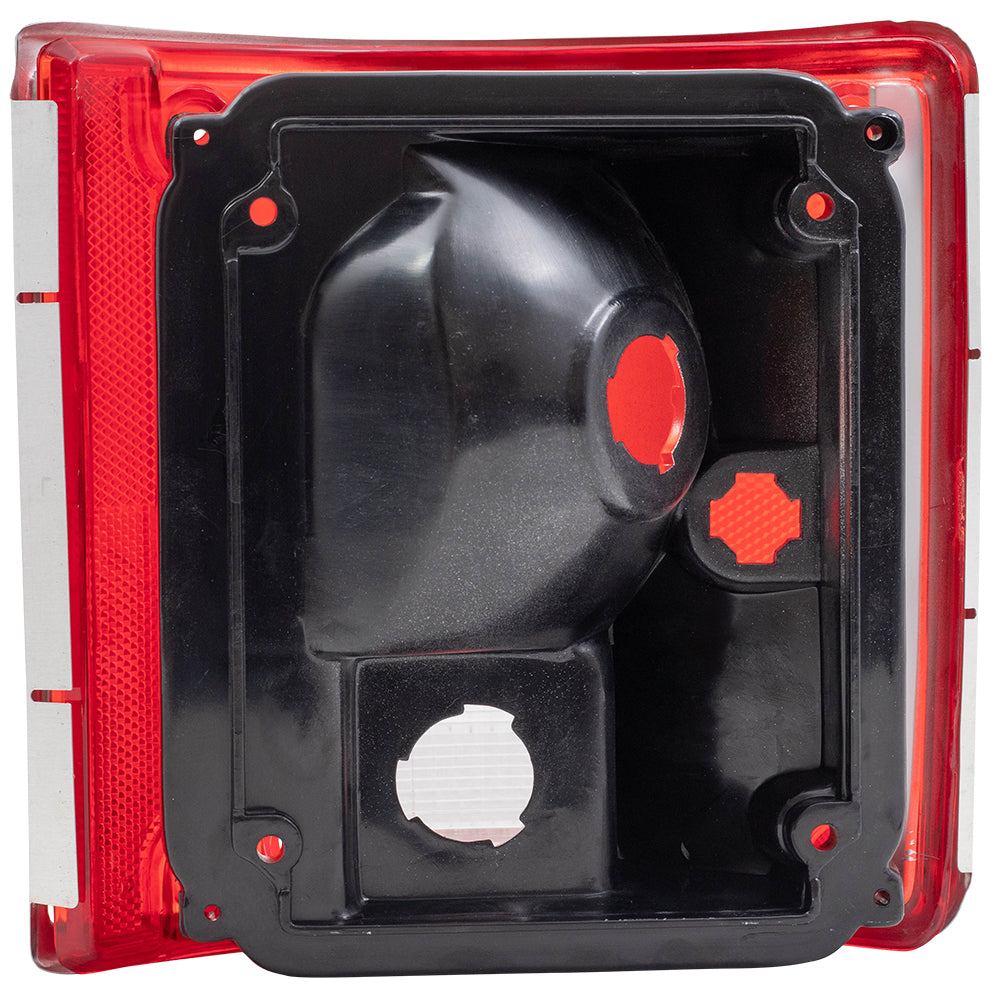 Brock Replacement Driver and Passenger Set Tail Lights with Chrome Trim Compatible with 73-91 Pickup Truck SUV 5965771 5965772