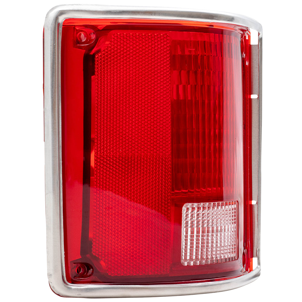 Brock Replacement Driver Tail Light with Chrome Trim Compatible with 73-91 C/K Pickup Truck SUV 5965771