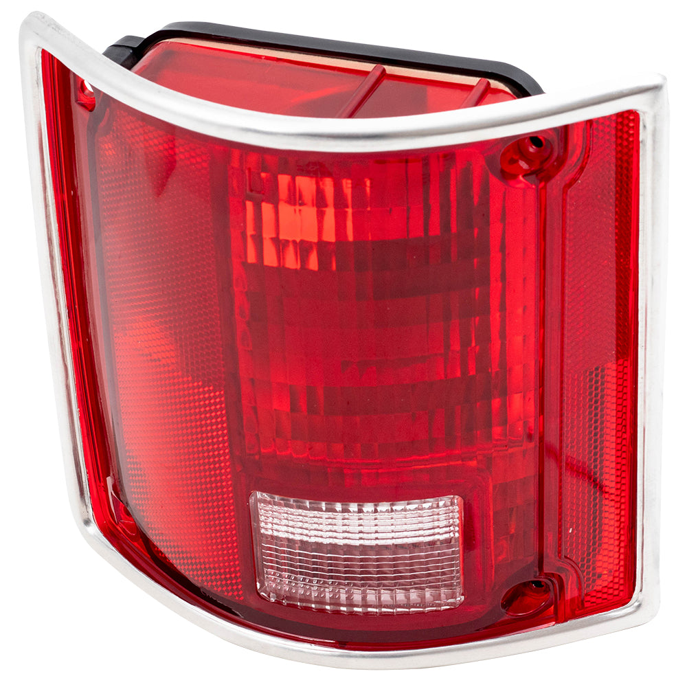 Brock Replacement Driver Tail Light with Chrome Trim Compatible with 73-91 C/K Pickup Truck SUV 5965771