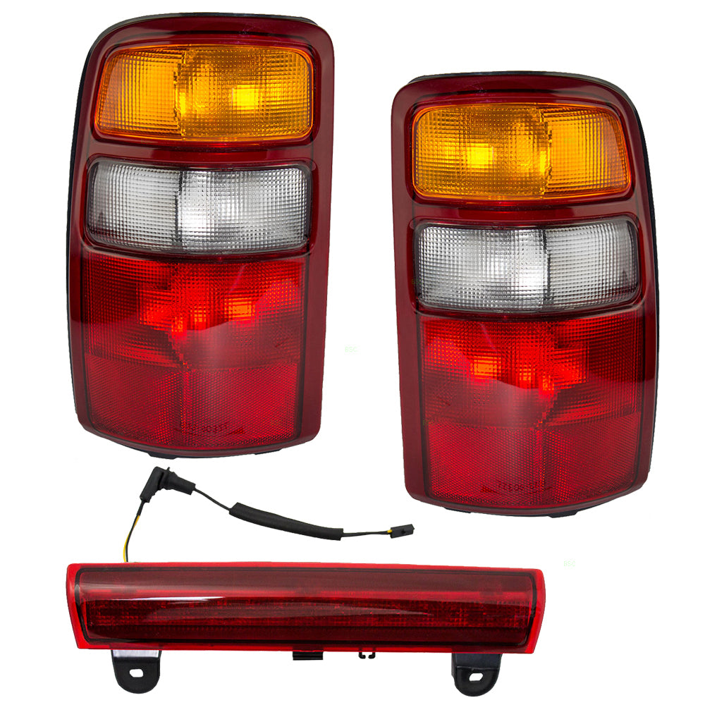 Brock Replacement Tail Lights with 3rd Brake Light Compatible with 2000-2003 Tahoe