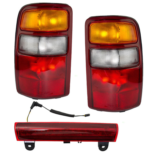 Brock Replacement Tail Lights with 3rd Brake Light Compatible with 2000-2003 Tahoe