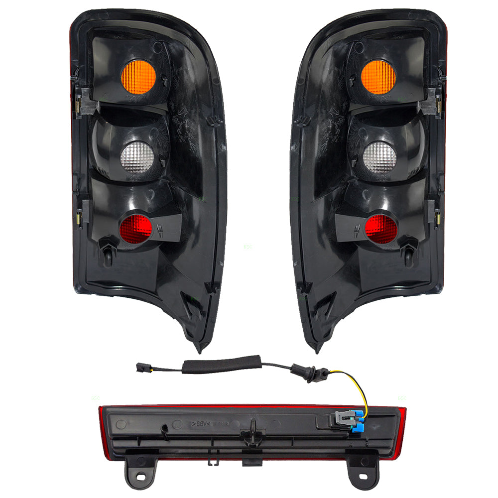 Brock Replacement Tail Lights with 3rd Brake Light Compatible with 2000-2003 Tahoe