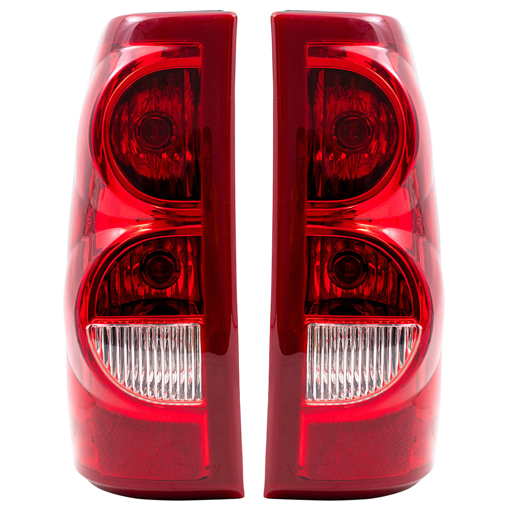 Brock Replacement Driver and Passenger Set Tail Lights Compatible with 2003 Silverado 1500 2500 Fleetside Pickup Truck 19169002 19169003