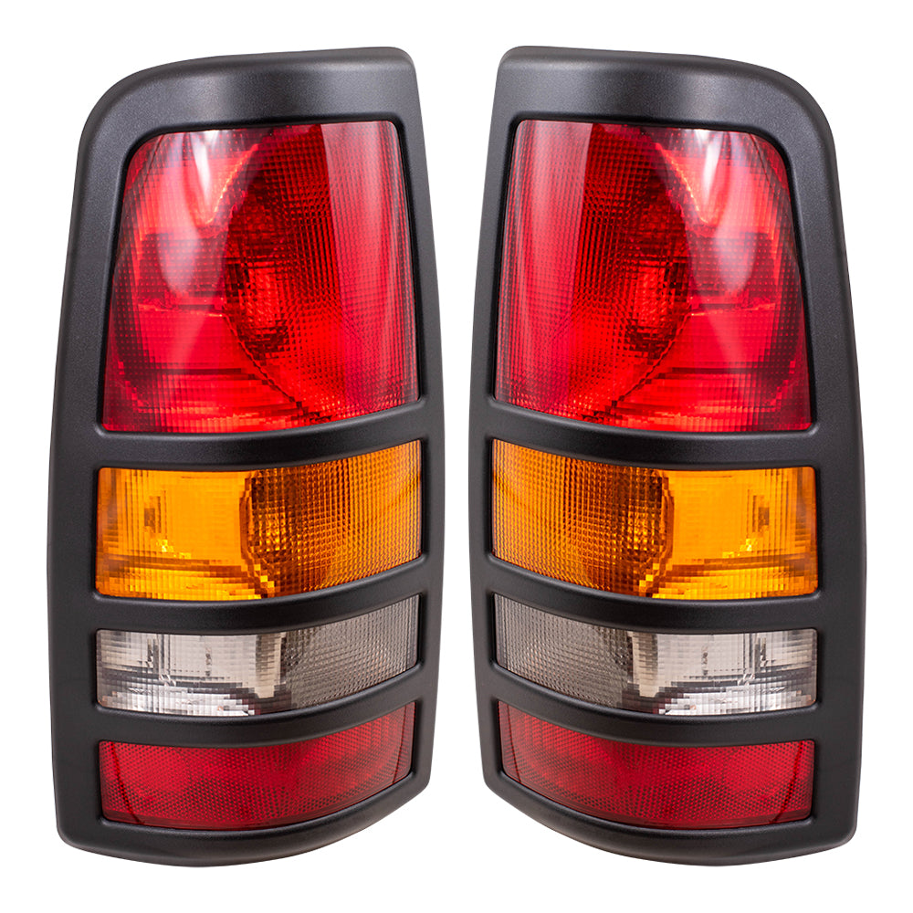 Brock Replacement Driver and Passenger Set Tail Lights Compatible with 2001-2003 Silverado Sierra 3500 Fleetside Pickup Truck 19169019 19169020