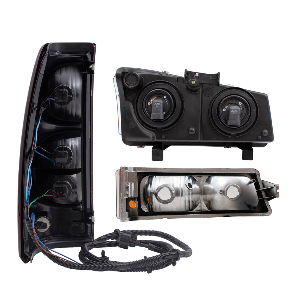 Brock Replacement 6 Pc Headlights Tail Lights & Park Signal Lamps Compatible with 2004-2006 Silverado Fleetside Pickup