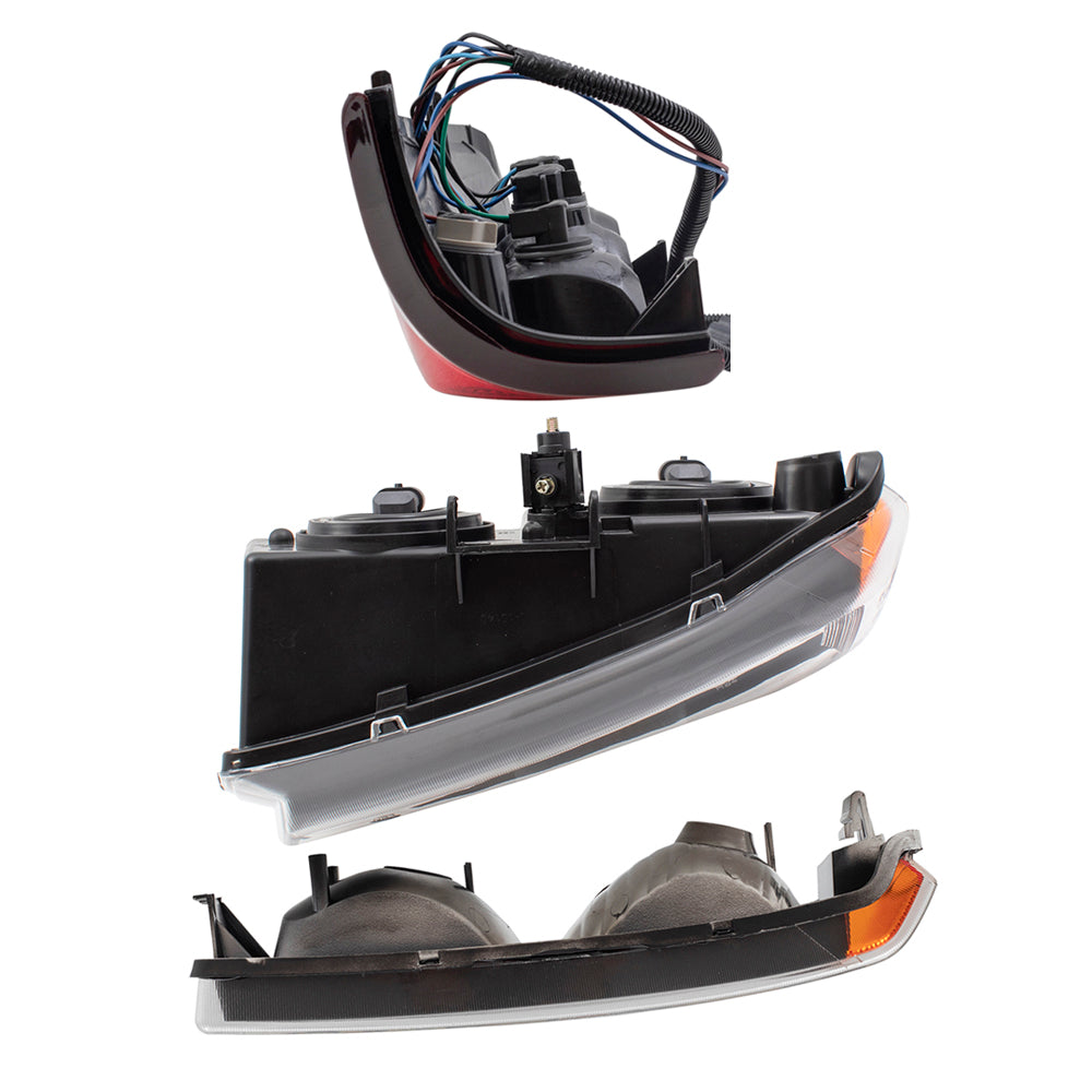 Brock Replacement 6 Pc Headlights Tail Lights & Park Signal Lamps Compatible with 2004-2006 Silverado Fleetside Pickup