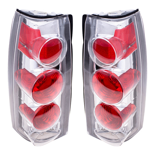 Brock Replacement Driver and Passenger Set Altezza Tail Lights Clear Tail Lamps Compatible with 88-98 C/K Pickup Truck Suburban Tahoe Yukon
