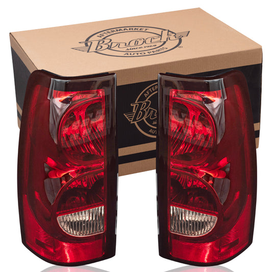 Brock Replacement Tail Light Set Driver and Passenger Compatible with 04-06 Silverado Fleetside 07 Silverado Classic Fleetside