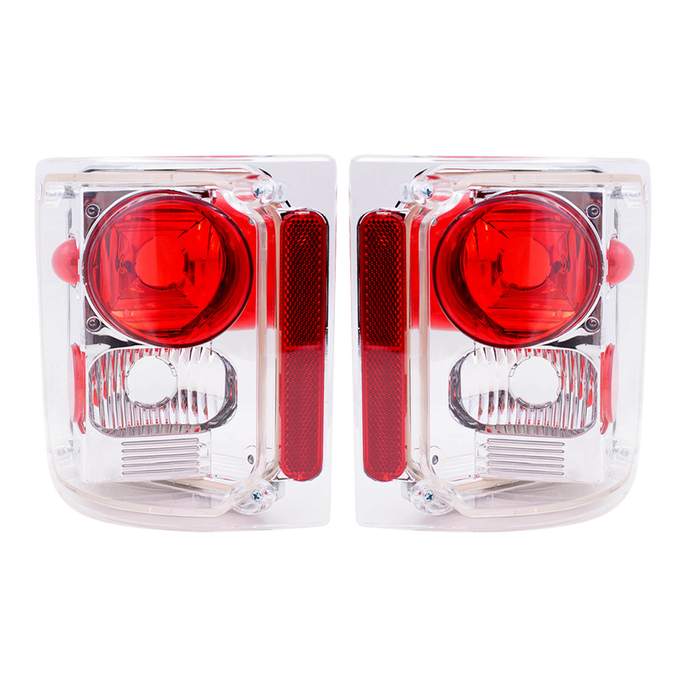 Brock Replacement Driver and Passenger Set Clear Altezza Tail Lights Compatible with 1978-1987 C/K Pickup Truck