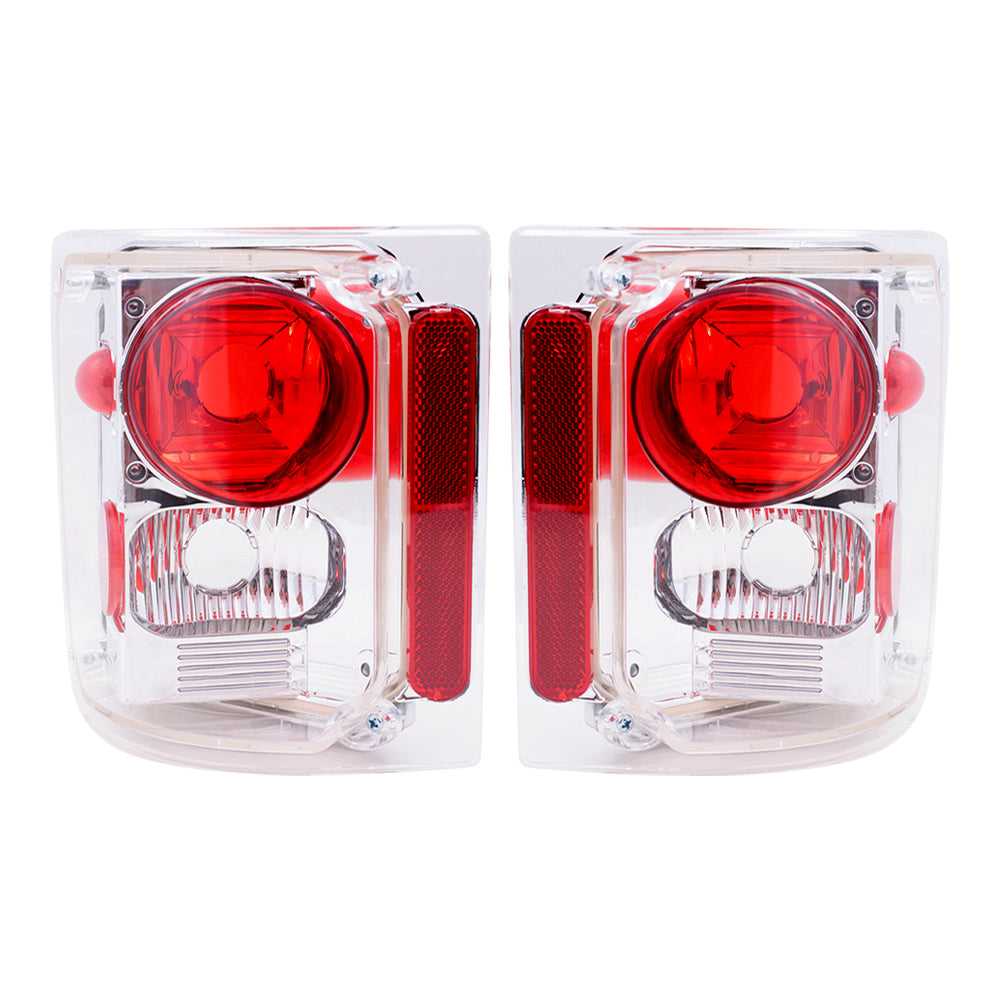 Brock Replacement Driver and Passenger Set Clear Altezza Tail Lights Compatible with 1978-1987 C/K Pickup Truck